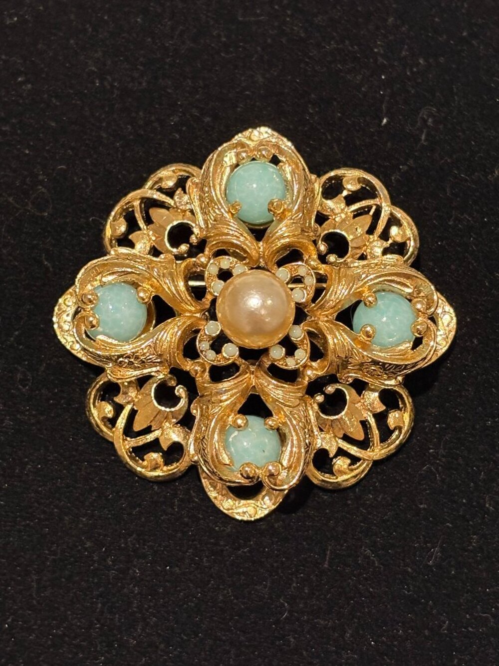 Vintage gold-tone Victorian Revival brooch